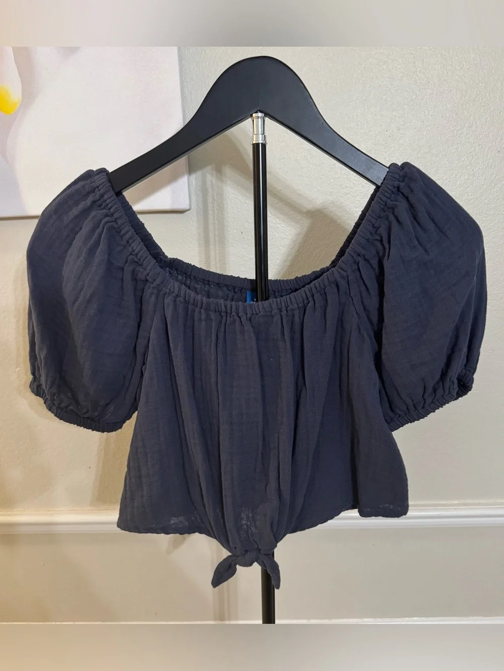 Old Navy Girls Puff-Sleeve Double-Weave Tie-Knot Top! Size XL.